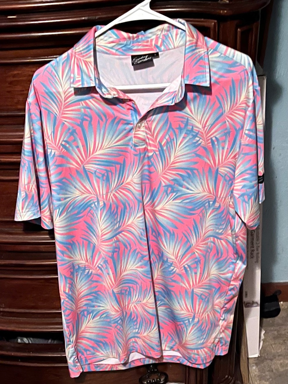 Mens large Multicolor Sunday Swagger Short Sleeve Performance Golf Polo Shirt!